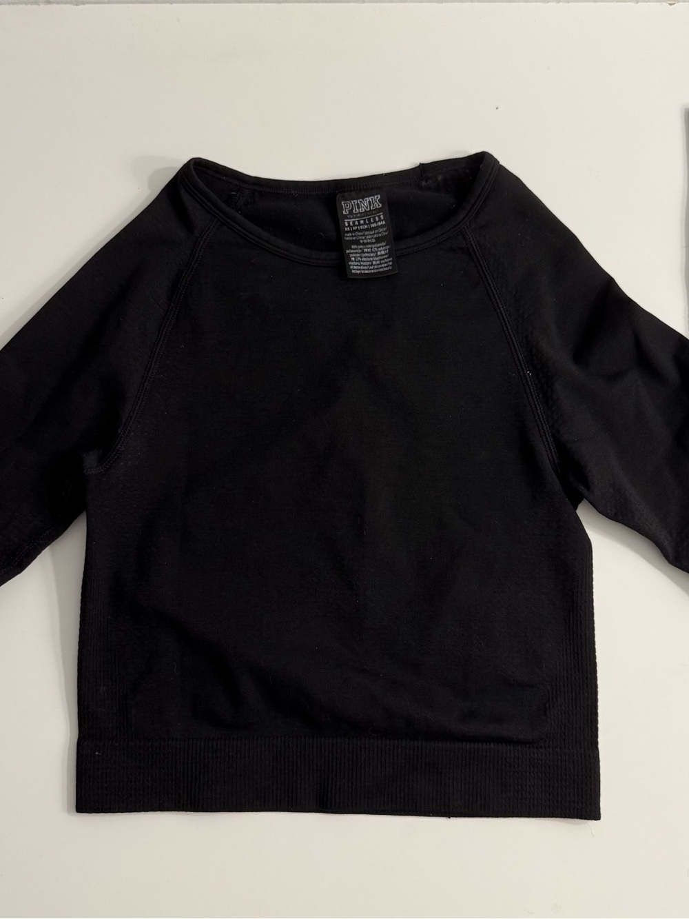 PINK Victoria's Secret Black Seamless Workout Crew Top